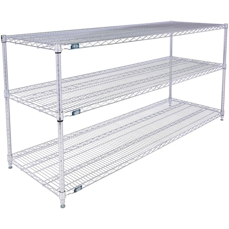 Nexel 3 Shelf, Chrome Wire Shelving Unit, Starter, 72inW x 12inD x 34inH B3124508